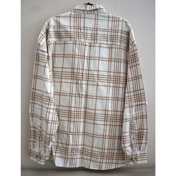 ASOS Design Men Sz L Ecru White Extreme Oversized Brushed Flannel L/S Shirt - Picture 2 of 8